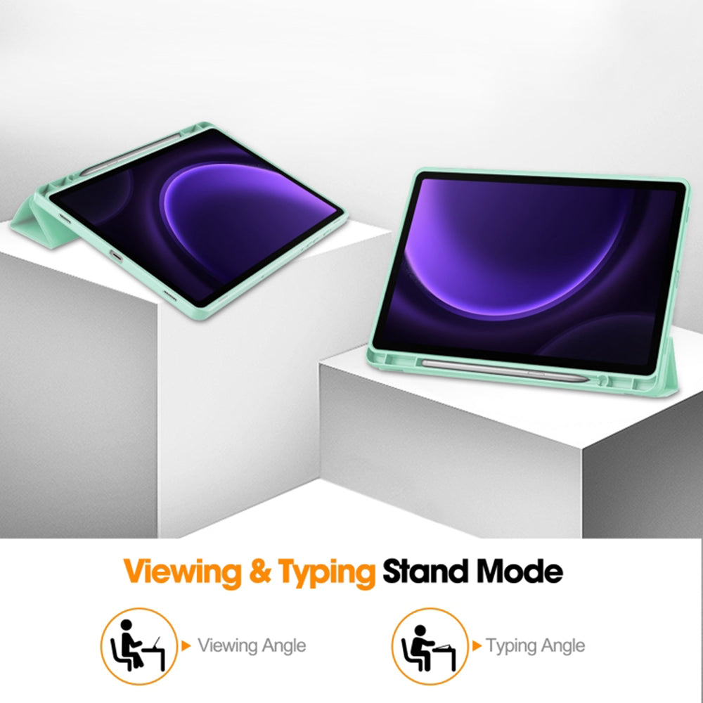 Deksel for Samsung Galaxy Tab S9 FE / Tab S9 / Tab S10 FE, Techsuit, Flex Trifold, Matcha grønn