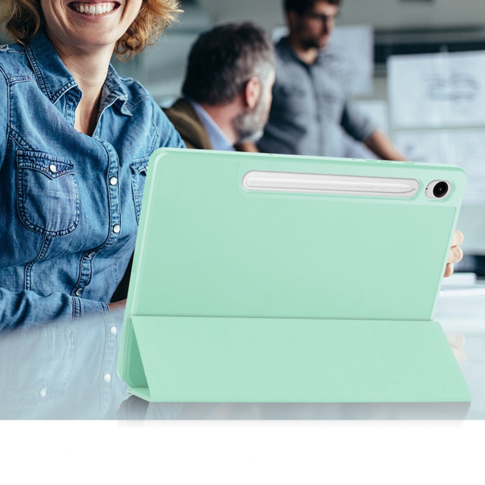 Deksel for Samsung Galaxy Tab S9 FE / Tab S9 / Tab S10 FE, Techsuit, Flex Trifold, Matcha grønn