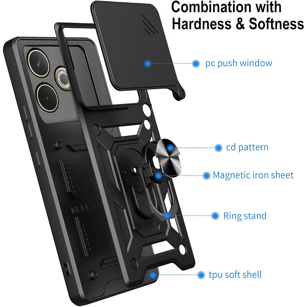 Deksel for Samsung Galaxy XCover7 Pro, Techsuit, CamShield, Svart