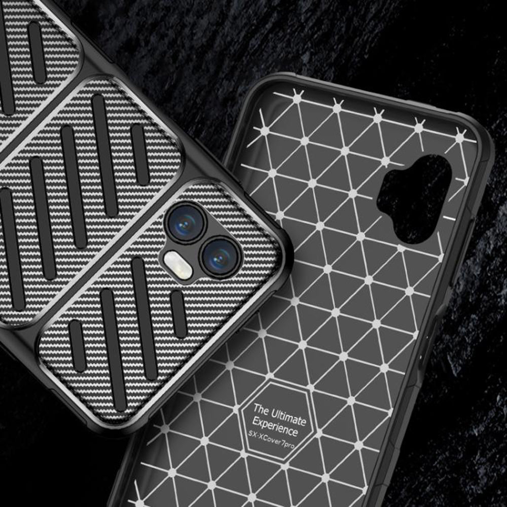 Deksel til Samsung Galaxy XCover7 Pro, Techsuit, CarbonFiber, Svart