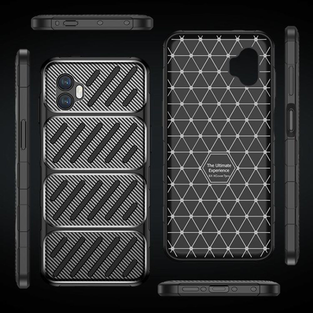 Deksel til Samsung Galaxy XCover7 Pro, Techsuit, CarbonFiber, Svart