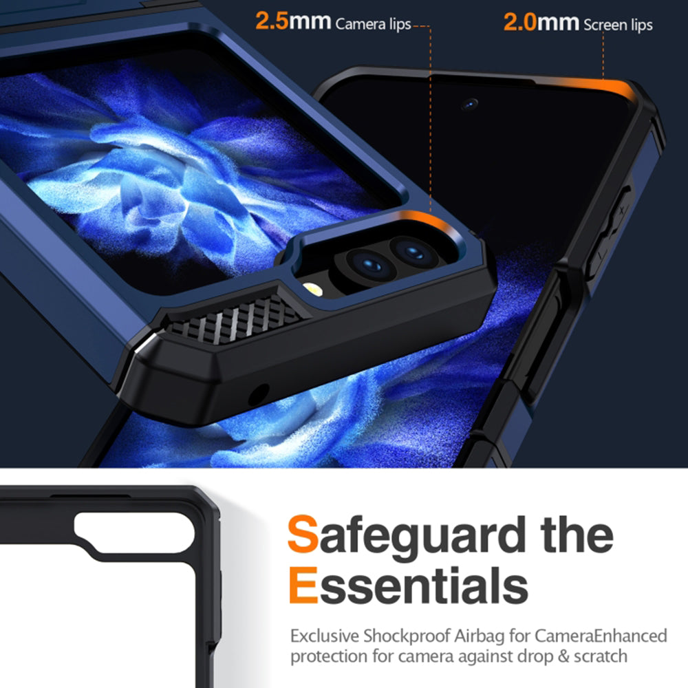 Deksel for Samsung Galaxy Z Flip5 F731, Techsuit, Hybrid Armor Kickstand, Blå