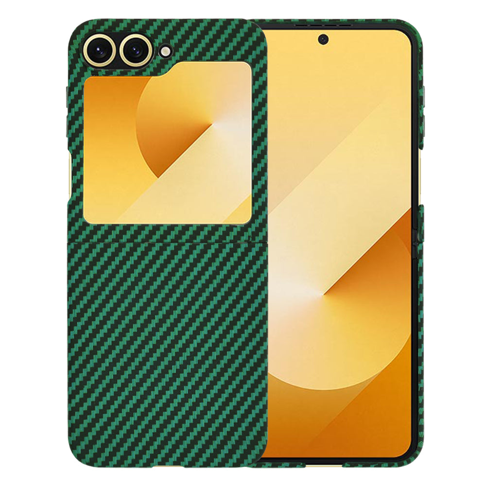 Deksel for Samsung Galaxy Z Flip7 FE F761 / Z Flip6 F741, Techsuit, Carbonite FiberShell, Grønn