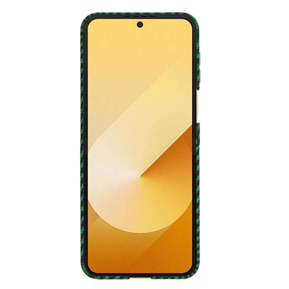 Deksel for Samsung Galaxy Z Flip7 FE F761 / Z Flip6 F741, Techsuit, Carbonite FiberShell, Grønn