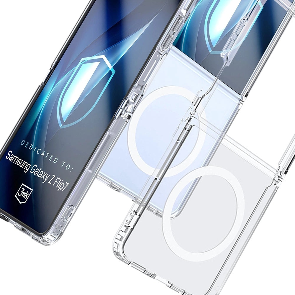 MagSafe-deksel for Samsung Galaxy Z Flip7 F766, 3MK, Armor MagCase, Transparent