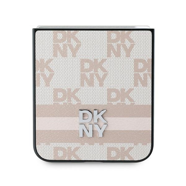 Deksel for Samsung Galaxy Z Flip7 FE F761 / Z Flip6 F741, DKNY, Rutete Mønster Trykte Striper, Rosa