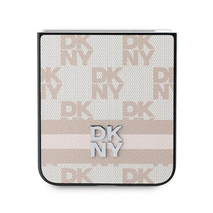 Deksel for Samsung Galaxy Z Flip7 FE F761 / Z Flip6 F741, DKNY, Rutete Mønster Trykte Striper, Rosa