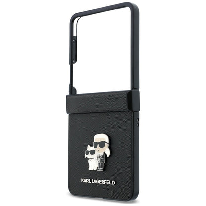 Deksel for Samsung Galaxy Z Flip8 F776, Karl Lagerfeld, Saffiano Karl & Choupette Metallpin, Svart