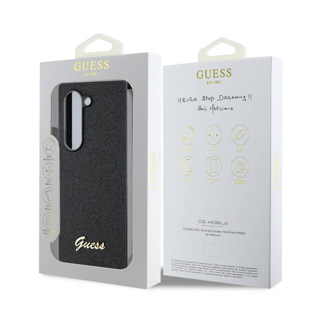 Deksel for Samsung Galaxy Z Fold6 F956, Guess, Glitter Script, Svart