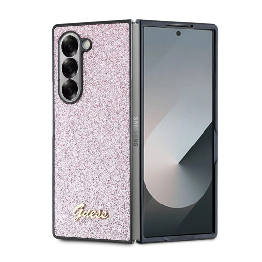Deksel for Samsung Galaxy Z Fold6 F956, Guess, Glitter Script, Rosa