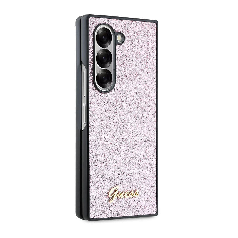 Deksel for Samsung Galaxy Z Fold6 F956, Guess, Glitter Script, Rosa