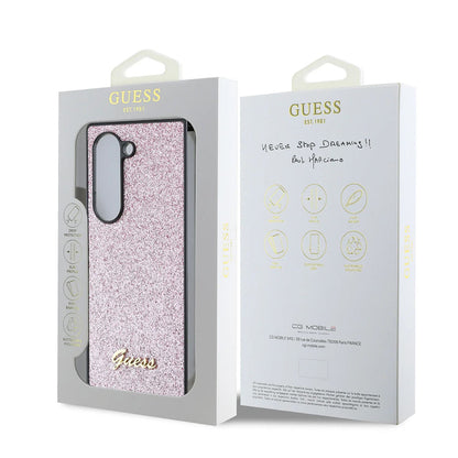 Deksel for Samsung Galaxy Z Fold6 F956, Guess, Glitter Script, Rosa
