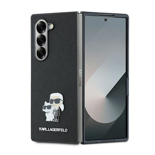 Deksel for Samsung Galaxy Z Fold6 F956, Karl Lagerfeld, Saffiano Karl & Choupette Metal, Svart