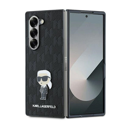 Deksel for Samsung Galaxy Z Fold6 F956, Karl Lagerfeld, Saffiano Monogram Ikonik, Svart