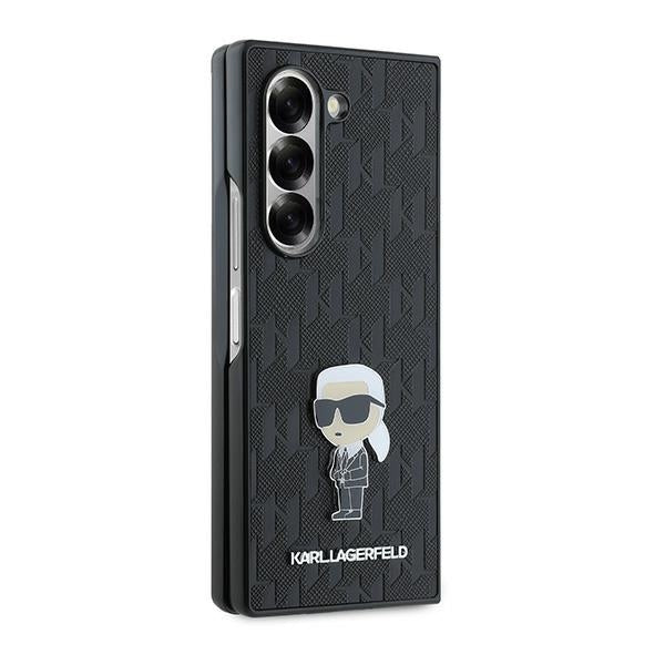 Deksel for Samsung Galaxy Z Fold6 F956, Karl Lagerfeld, Saffiano Monogram Ikonik, Svart