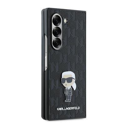 Deksel for Samsung Galaxy Z Fold6 F956, Karl Lagerfeld, Saffiano Monogram Ikonik, Svart