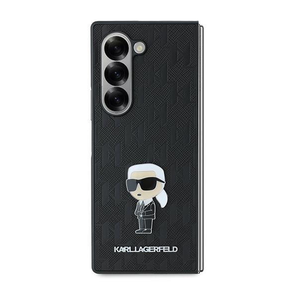 Deksel for Samsung Galaxy Z Fold6 F956, Karl Lagerfeld, Saffiano Monogram Ikonik, Svart