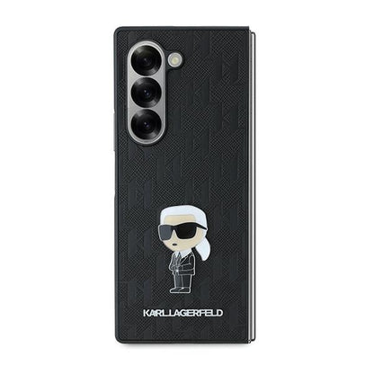 Deksel for Samsung Galaxy Z Fold6 F956, Karl Lagerfeld, Saffiano Monogram Ikonik, Svart