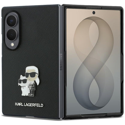 Deksel til Samsung Galaxy Z Fold8 F971, Karl Lagerfeld, Saffiano Karl & Choupette Metallpin, Svart