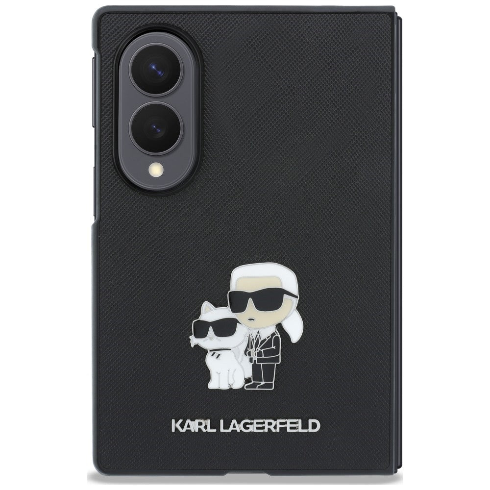 Deksel til Samsung Galaxy Z Fold8 F971, Karl Lagerfeld, Saffiano Karl & Choupette Metallpin, Svart