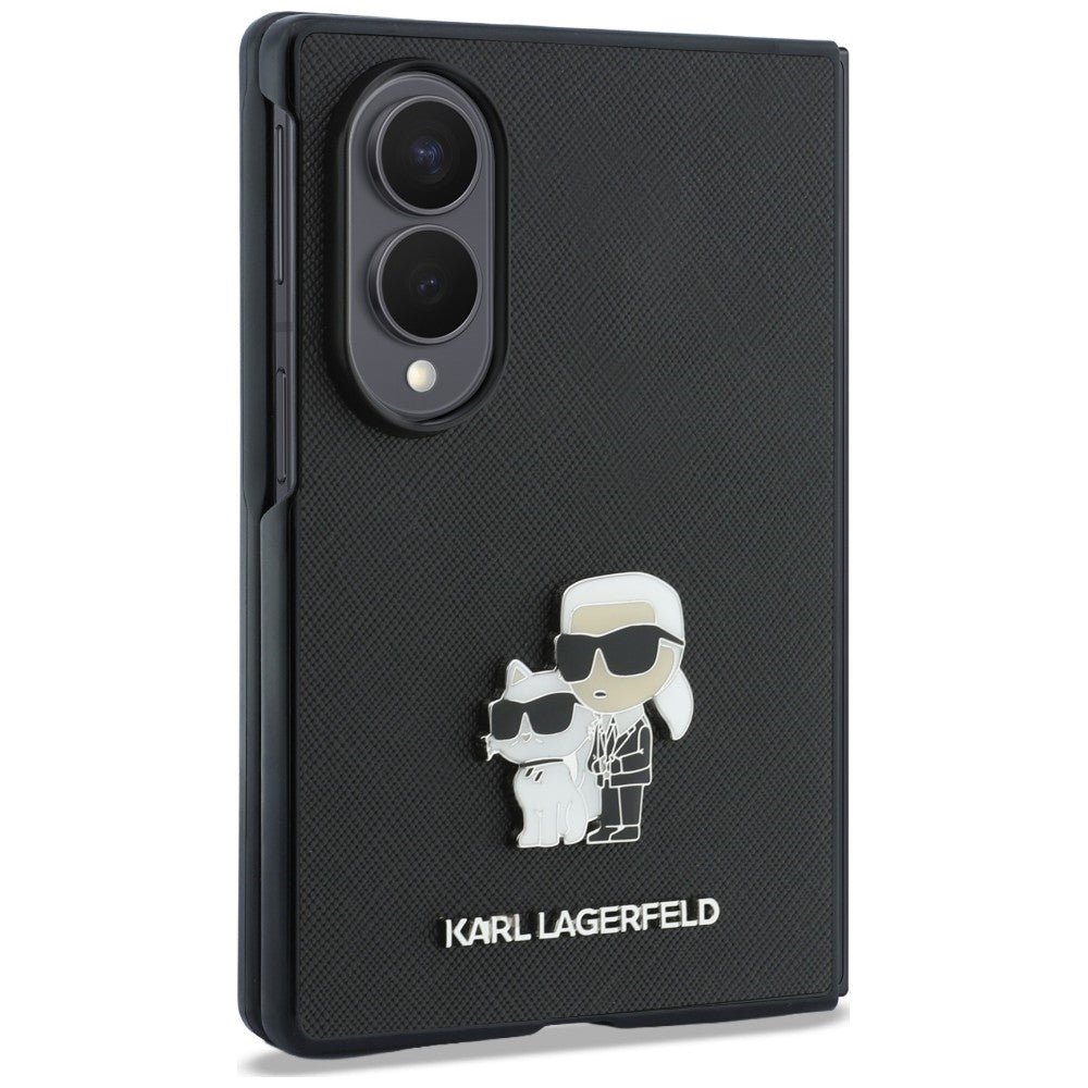 Deksel til Samsung Galaxy Z Fold8 F971, Karl Lagerfeld, Saffiano Karl & Choupette Metallpin, Svart