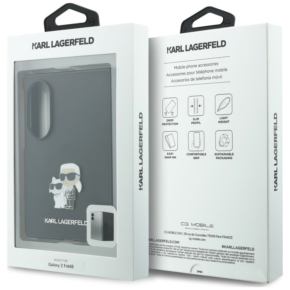 Deksel til Samsung Galaxy Z Fold8 F971, Karl Lagerfeld, Saffiano Karl & Choupette Metallpin, Svart