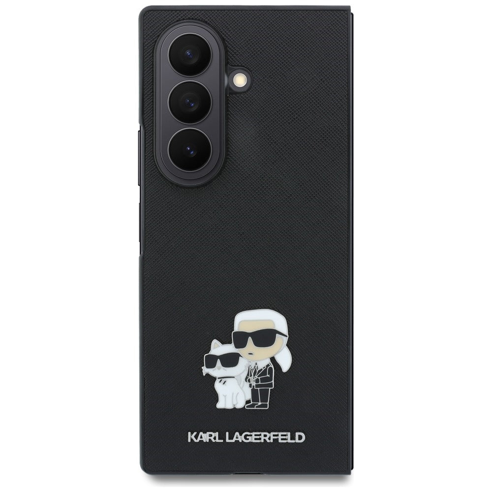 Deksel til Samsung Galaxy Z Fold8 Ultra F976, Karl Lagerfeld, Saffiano Karl & Choupette Metallpin, Svart