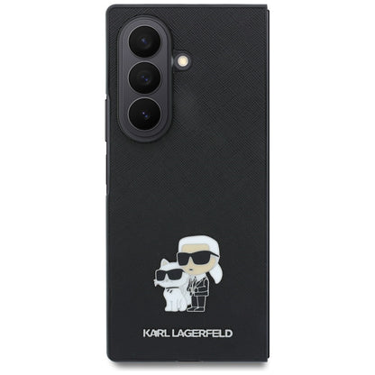 Deksel til Samsung Galaxy Z Fold8 Ultra F976, Karl Lagerfeld, Saffiano Karl & Choupette Metallpin, Svart