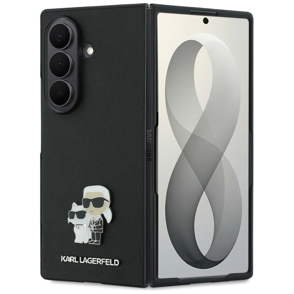 Deksel til Samsung Galaxy Z Fold8 Ultra F976, Karl Lagerfeld, Saffiano Karl & Choupette Metallpin, Svart