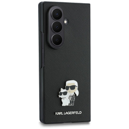 Deksel til Samsung Galaxy Z Fold8 Ultra F976, Karl Lagerfeld, Saffiano Karl & Choupette Metallpin, Svart