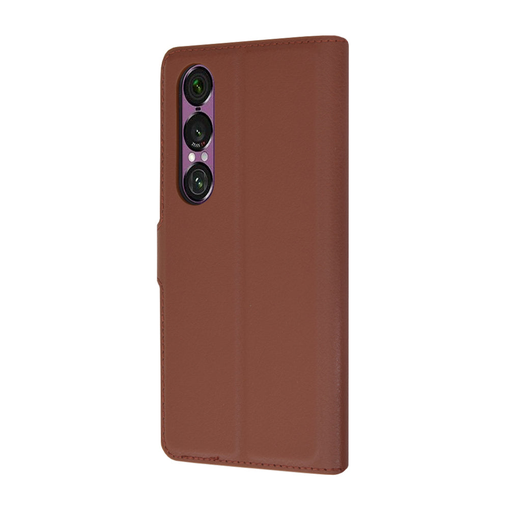 Deksel for Sony Xperia 1 VI, Techsuit, Leather Folio, Brun