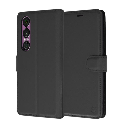 Deksel for Sony Xperia 1 VI, Techsuit, Leather Folio, Svart