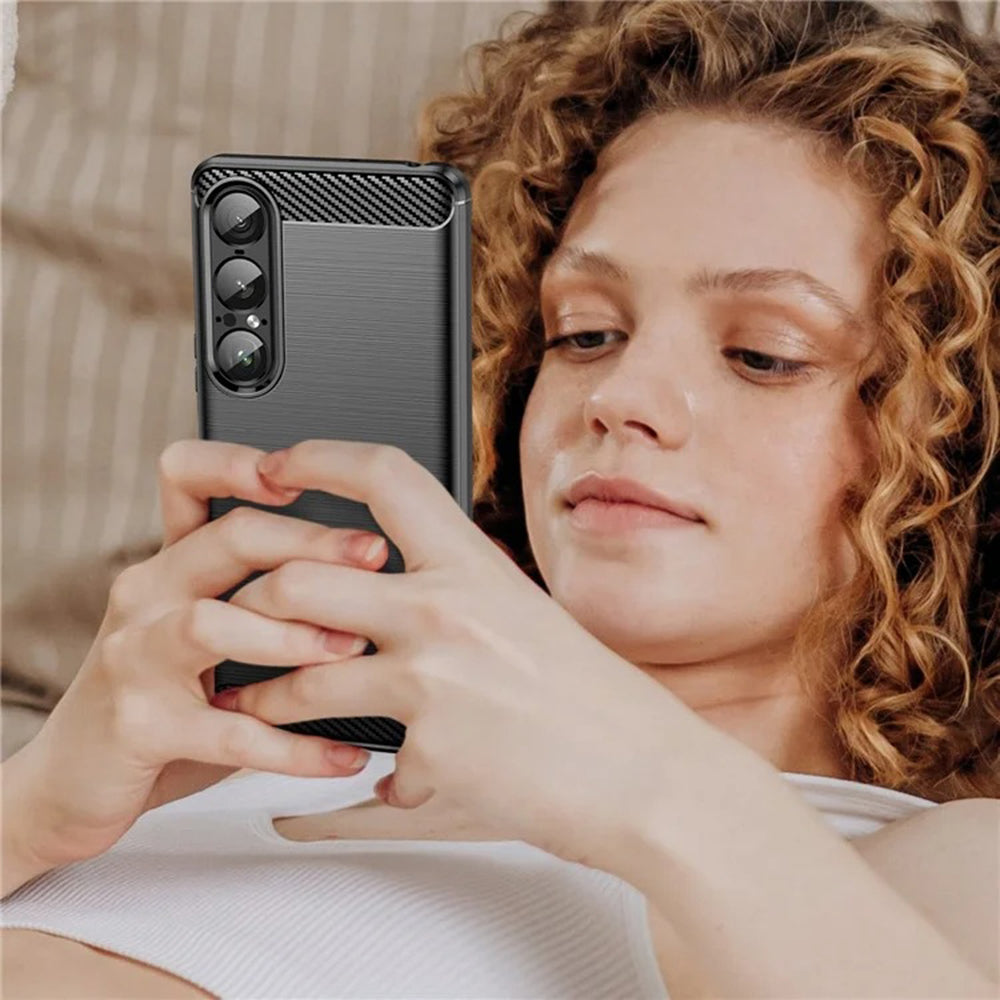 Deksel til Sony Xperia 1 VII, Techsuit, Karbon, Svart