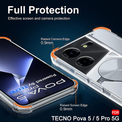 Deksel for Tecno Pova 5 Pro, Techsuit, Støtsikker Klar, Transparent