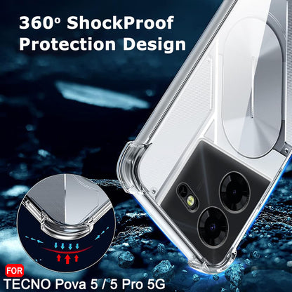 Deksel for Tecno Pova 5 Pro, Techsuit, Støtsikker Klar, Transparent