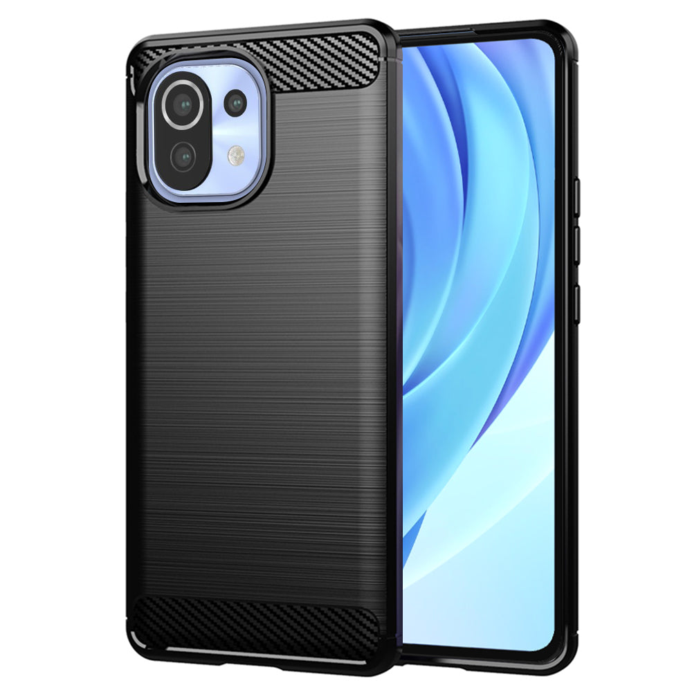 Deksel for Xiaomi 11 Lite 5G NE / Mi 11 Lite 5G / 11 Lite, Techsuit, Karbon, Svart