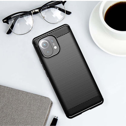 Deksel for Xiaomi 11 Lite 5G NE / Mi 11 Lite 5G / 11 Lite, Techsuit, Karbon, Svart