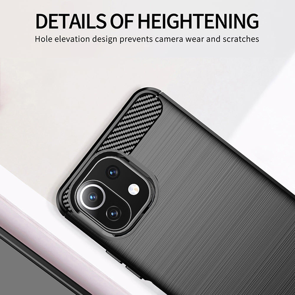 Deksel for Xiaomi 11 Lite 5G NE / Mi 11 Lite 5G / 11 Lite, Techsuit, Karbon, Svart