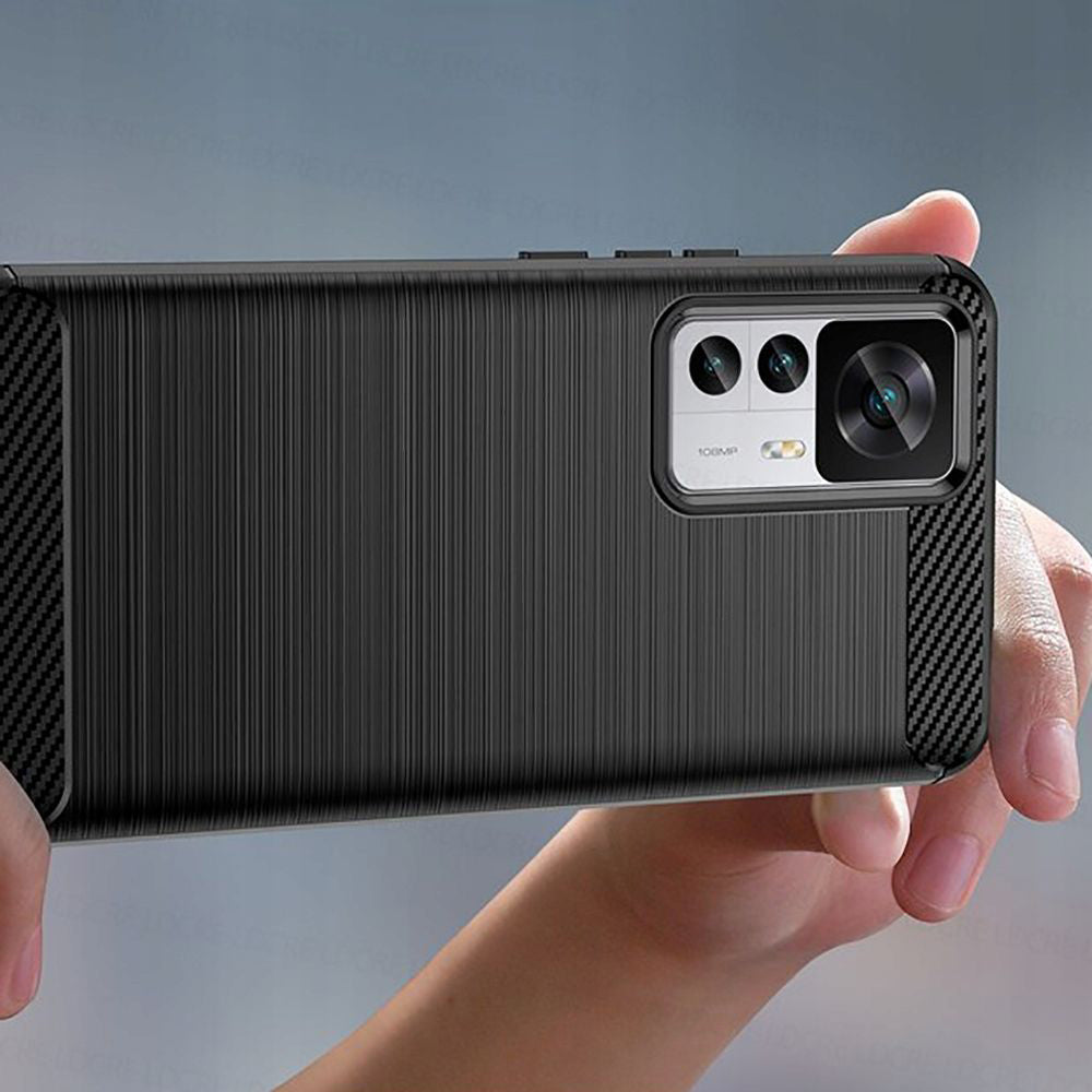 Deksel for Xiaomi 12T / 12T Pro, Techsuit, Karbon, Svart