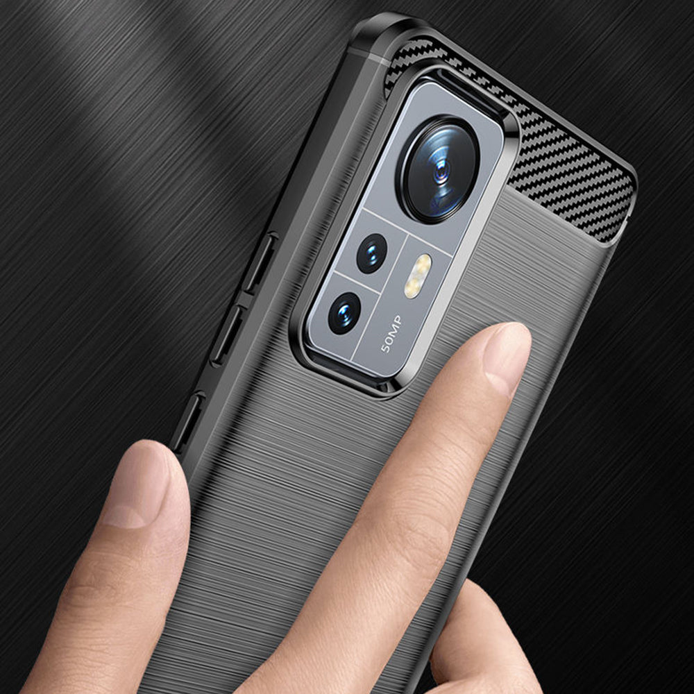 Deksel til Xiaomi 12X / 12, Techsuit, Karbon, Svart