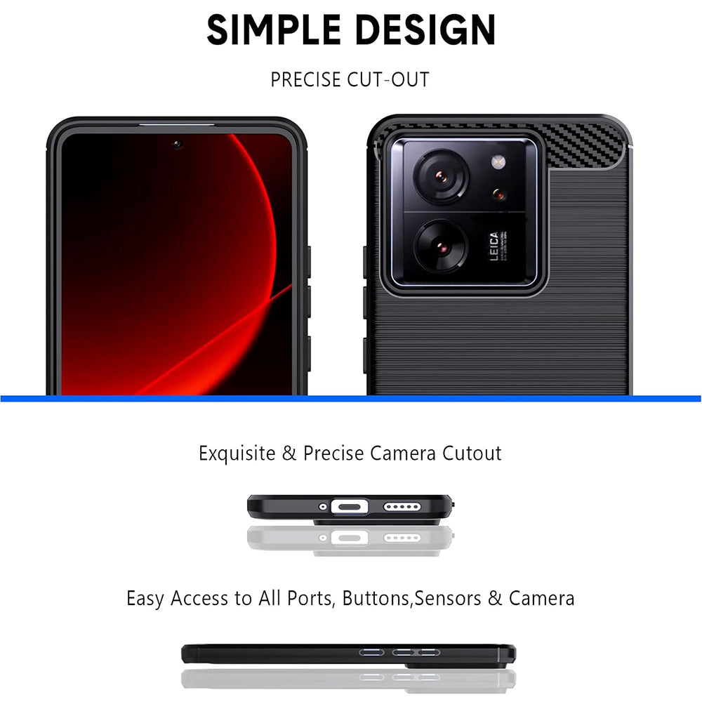 Deksel for Xiaomi 13T Pro / 13T, Techsuit, Karbon, Svart