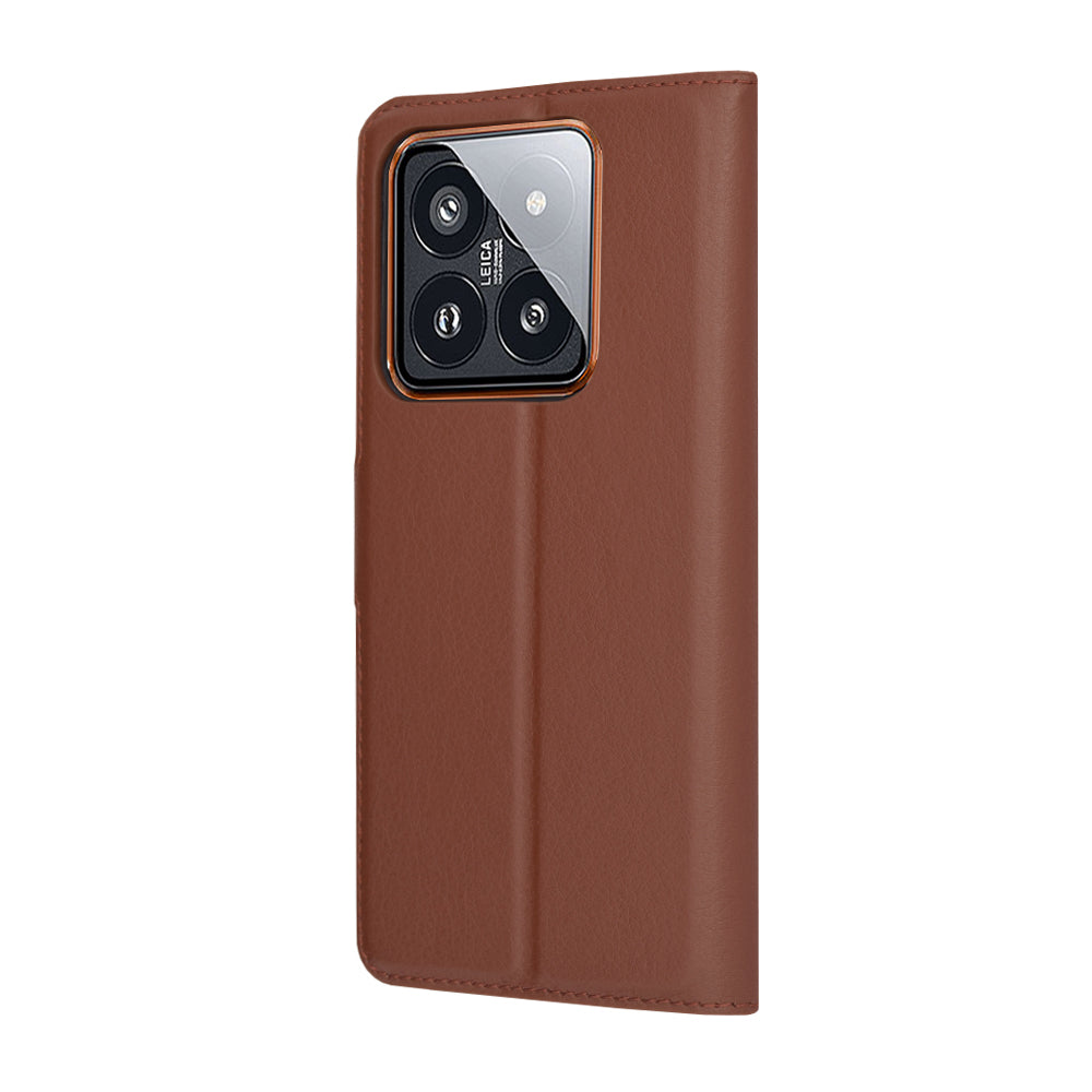 Deksel for Xiaomi 14 Pro, Techsuit, Leather Folio, Brun