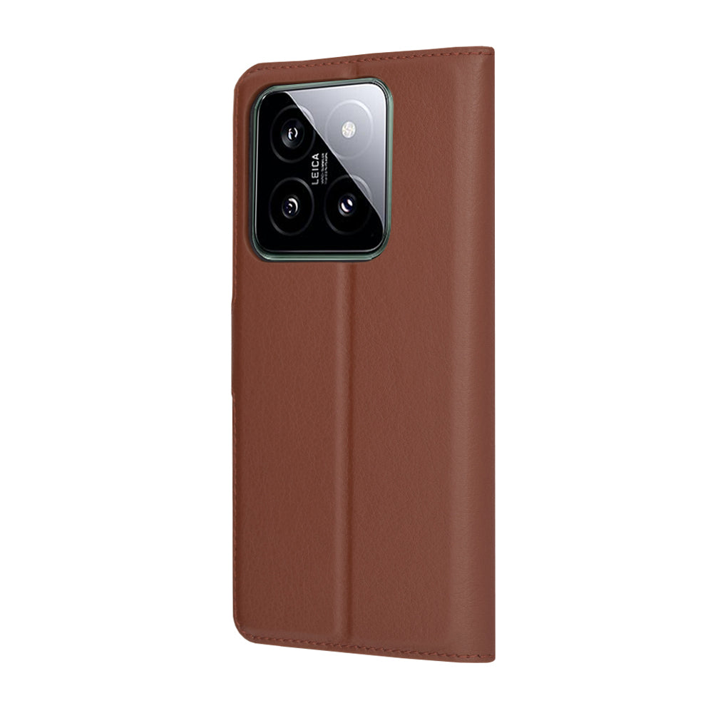 Deksel for Xiaomi 14, Techsuit, Leather Folio, Brun