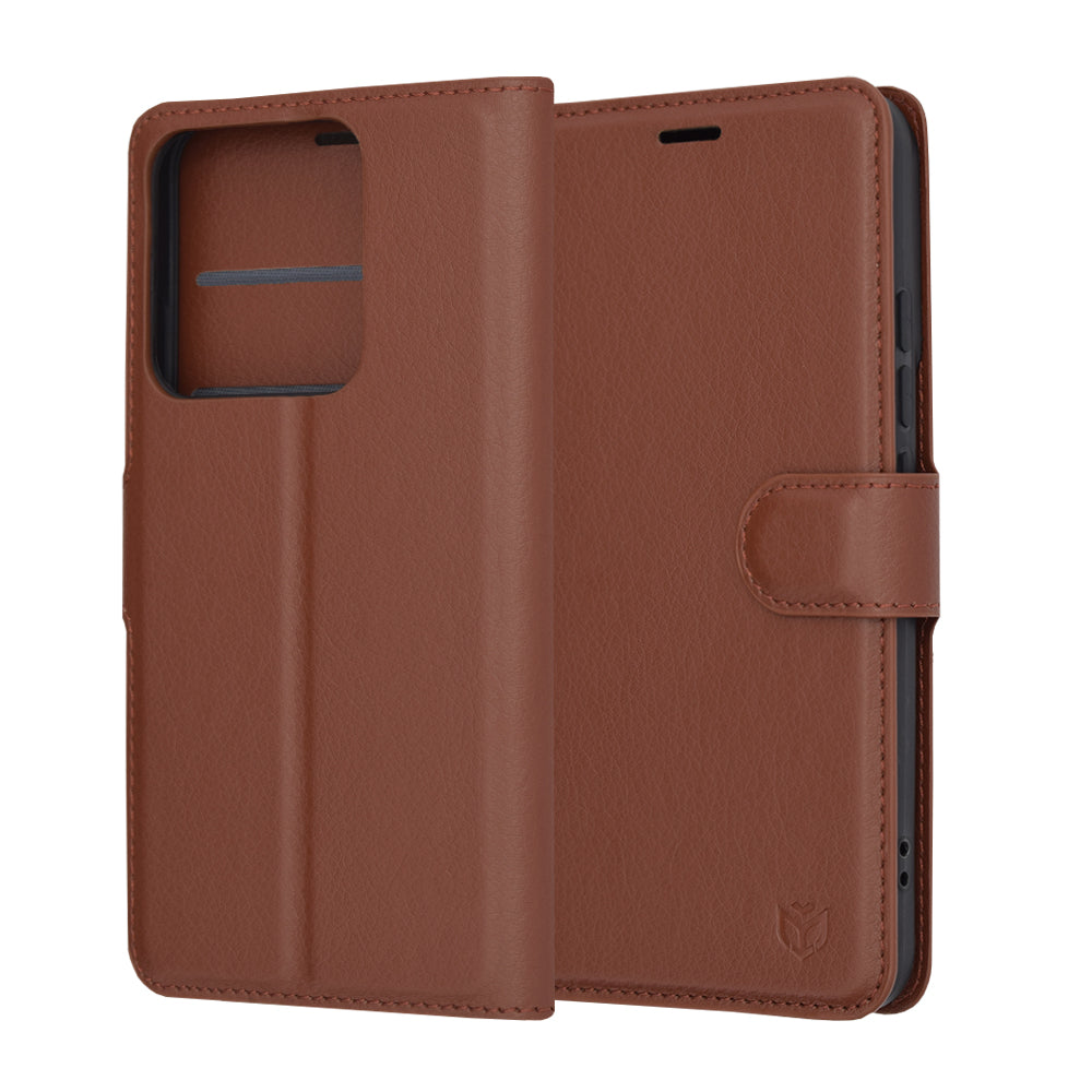 Deksel for Xiaomi 14, Techsuit, Leather Folio, Brun