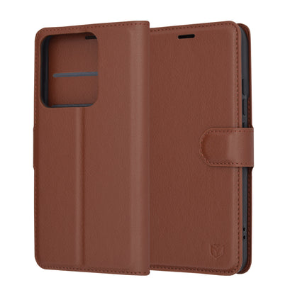 Deksel for Xiaomi 14, Techsuit, Leather Folio, Brun