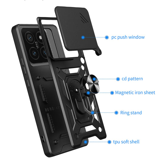 Deksel for Xiaomi 14T Pro, Techsuit, CamShield, Svart