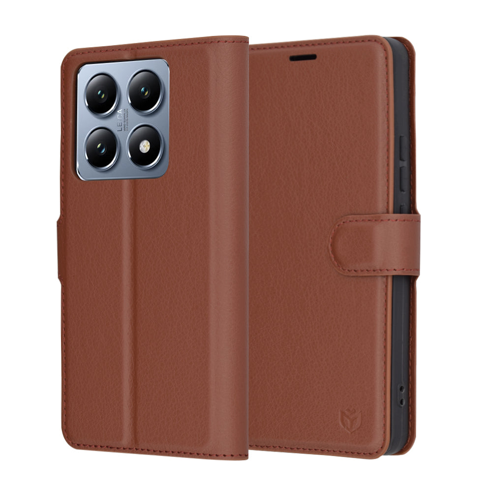 Deksel for Xiaomi 14T Pro, Techsuit, Leather Folio, Brun