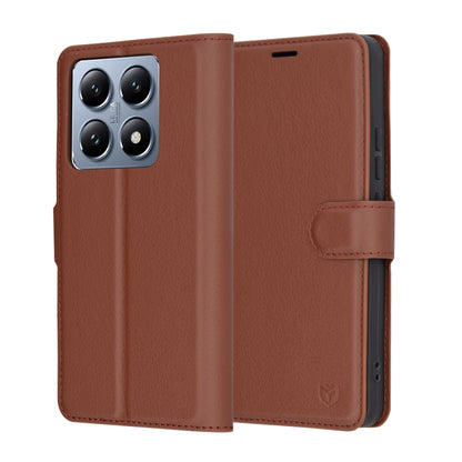 Deksel for Xiaomi 14T Pro, Techsuit, Leather Folio, Brun