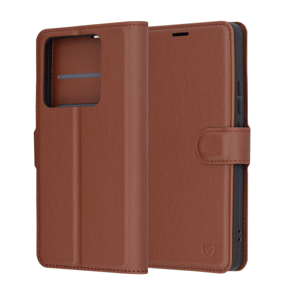 Deksel for Xiaomi 14T Pro, Techsuit, Leather Folio, Brun