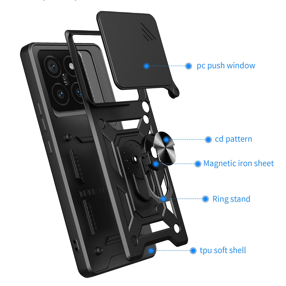 Deksel til Xiaomi 14T, Techsuit, CamShield, Svart